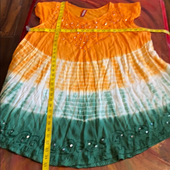 Orange, Green, & White Dress or Tunic - Picture 3 of 6